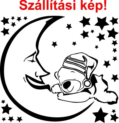 Maci holdon 3 gyerekszoba falmatrica