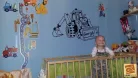 Markolós gyerekszoba falmatrica – vidám munkagép dekoráció