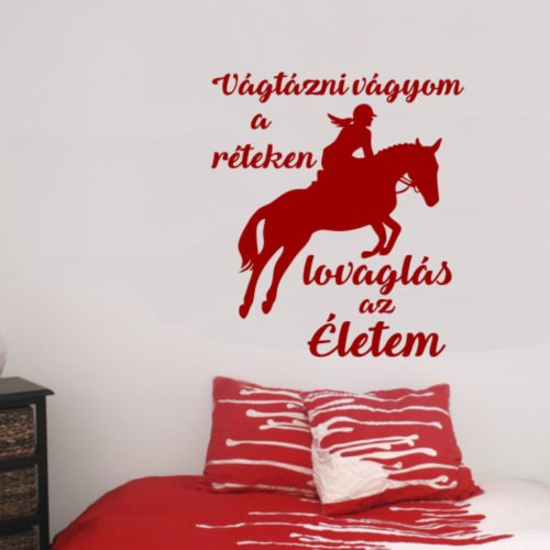 Vágtázni Vágyom Falmatrica Lány Lovassal – Inspiráló idézetes dekoráció