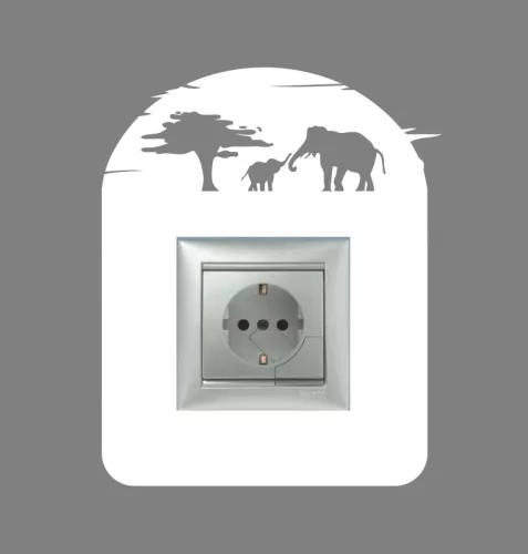 Szafari Alkonyat – Prémium Elefántcsaládos Konnektor és Kapcsolómatrica (365)