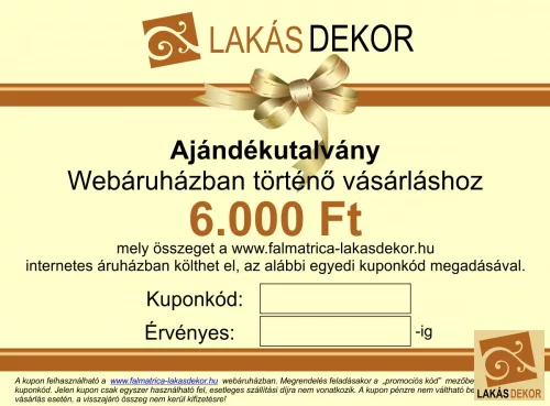 Ajándékutalvány 6000 Ft