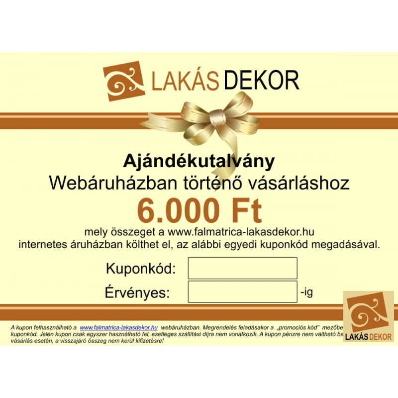 Ajándékutalvány 6000 Ft