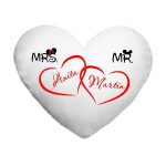 Fényképes párnahuzt, szív alakú, MRS és MR