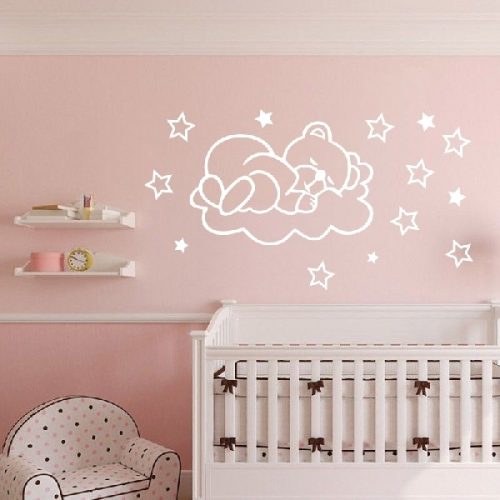 Maci holdon 2 gyerekszoba falmatrica