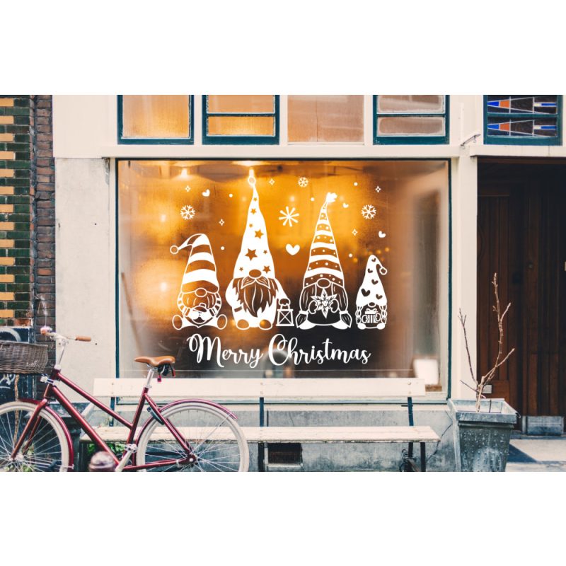Karácsonyi manó család ablakmatrica