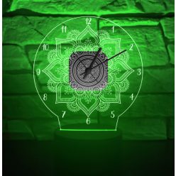 Mandala 3D hatású órás Led lámpa
