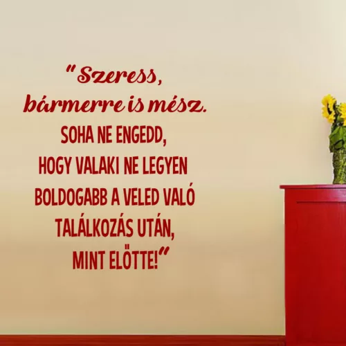 Szeress bármerre is mész falmatrica (2. változat)