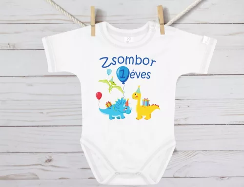 Dinós szülinapi fiús body (2.változat)