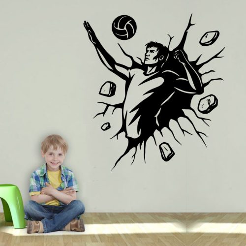Röplabdás fiú falmatrica – 3D hatású sportos faltetoválás gyerekszobába