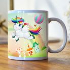 Szivárványos unikornis névnapi bögre névvel – varázslatos ajándék gyerekeknek