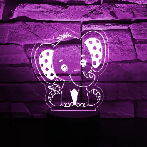 Elefántos 7 színű 3D LED lámpa