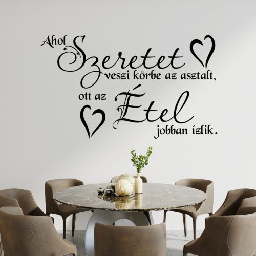 Ahol szeretet veszi körbe az asztalt – idézet falmatrica étkezőbe és konyhába