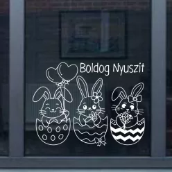 Boldog Nyuszit ablakmatrica