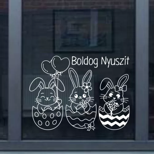 Boldog Nyuszit ablakmatrica