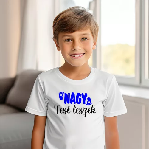 Nagy tesó leszek lábnyomos gyerek póló