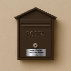   Ajtó és postaláda névtábla gravírozott, 15x6 cm, maximum 2 név, és állat (nem kötelező) 