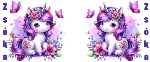 Unikornisos gyerek bögre pillangó mintával és névvel