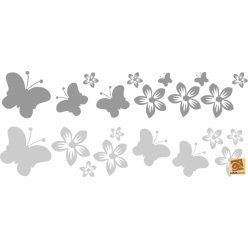 Virág és pillangó a Család idézethez falmatrica