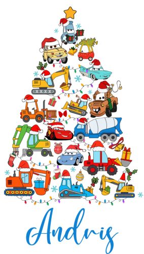 Karácsonyi Autós Baba Póló Névvel – Ünnepi Verdás Mintával