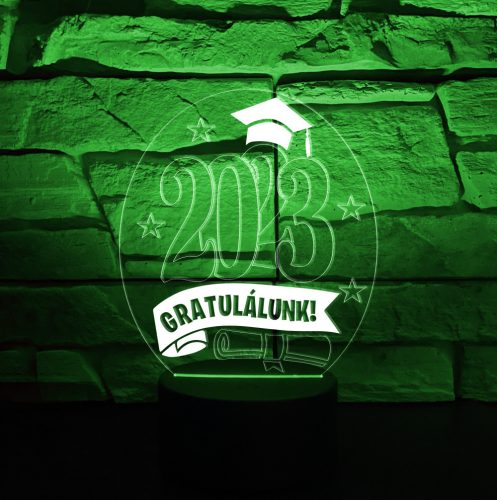 Ballagásra, Diplomaosztóra személyre szabott 7 színű 3D LED lámpa