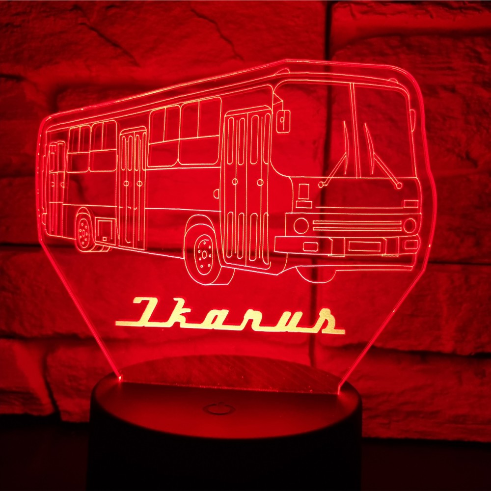 Neon lights around an ikarus 260 bus