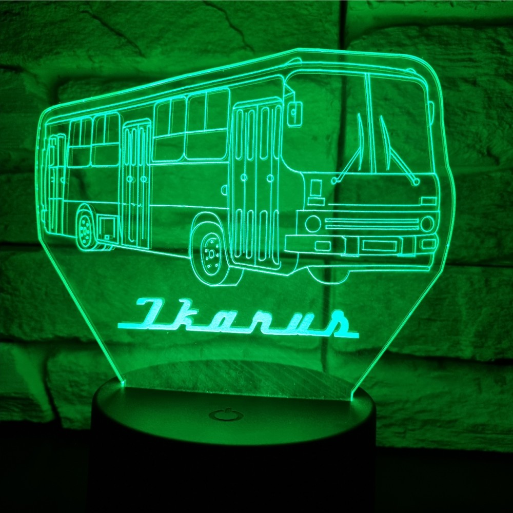 Neon lights around an ikarus 260 bus