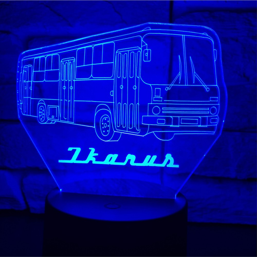 Neon lights around an ikarus 260 bus