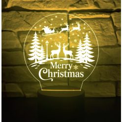   Karácsonyi 3D LED asztali lámpa – Merry Christmas dekoráció rénszarvas mintával