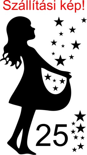 Karácsonyi ablakmatrica kislánnyal és csillagokkal – választható adventi számmal