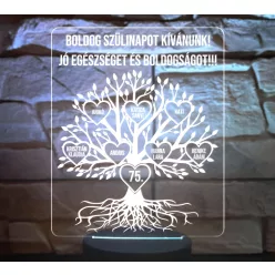   Családfás 3D LED lámpa – egyedi nevekkel, bármilyen alkalomra