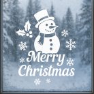 Karácsonyi ablakmatrica hóemberrel és hópelyhekkel