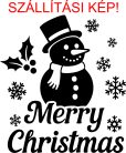 Karácsonyi ablakmatrica hóemberrel és hópelyhekkel