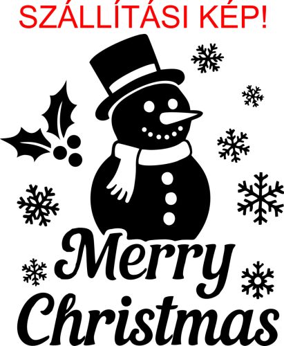 Karácsonyi ablakmatrica hóemberrel és hópelyhekkel