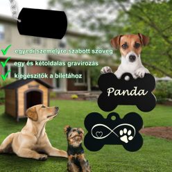   12. Csont alakú biléta, kutyabiléta, 1 oldal: név, 2 oldal: képen látható végtelen love tappancsal