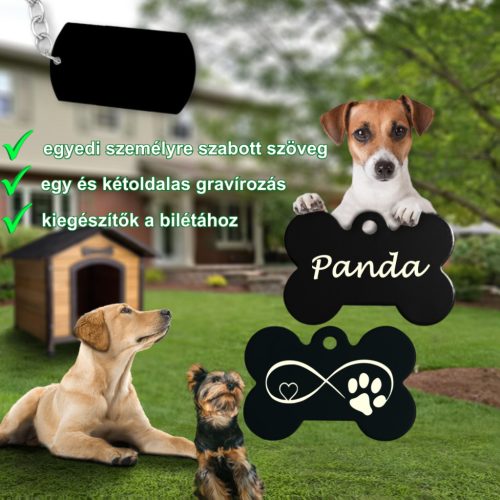 12. Csont alakú biléta, kutyabiléta, 1 oldal: név, 2 oldal: képen látható végtelen love tappancsal
