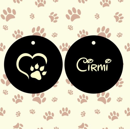 Kör alakú biléta kicsi szíves tappancsos (1 oldal: név vagy telefonszám)