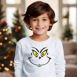   Unisex karácsonyi hosszú ujjú gyerek póló – vicces arcmintával