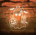 Halloweeni szellemes 3D LED asztali lámpa – hangulatvilágítás 
