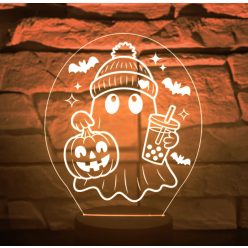  Halloweeni szellemes 3D LED asztali lámpa – hangulatvilágítás 