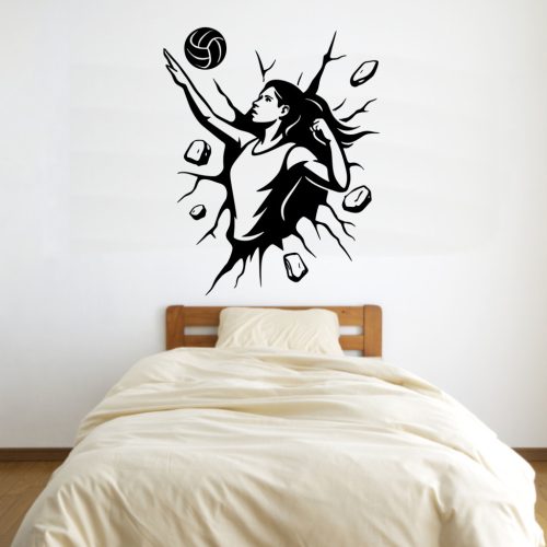 Röplabdás lány falmatrica – 3D hatású sport faltetoválás gyerekszobába