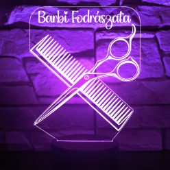 3D LED Illúzió Lámpa - Fodrász Minta Névvel