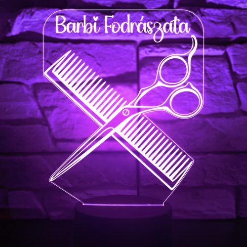 3D LED Illúzió Lámpa - Fodrász Minta Névvel