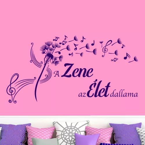 A zene az élet dallama – hangjegyes falmatrica inspiráló idézettel