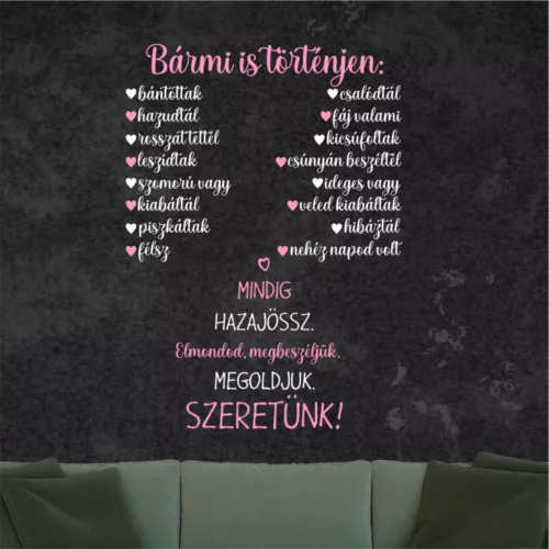 Bármi is történjen – Családi szeretet idézet falmatrica (1. változat)