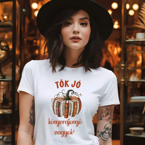 Tök jó könyvrajongó vagyok! – Halloween női póló könyvszeretőknek