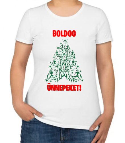 Boldog Ünnepeket Kutyás női póló