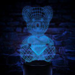 Személyre szabható Maci 3D lámpa szívvel