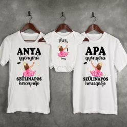   Személyre szabható családi póló szett kislány motívummal – baba bodyval