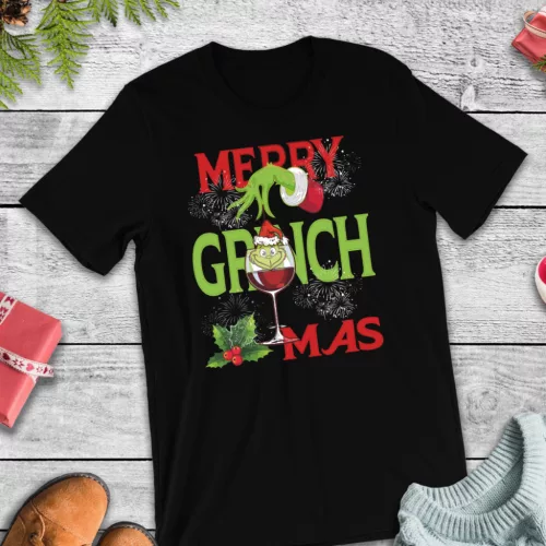 Merry Grinchmas boros férfi póló – humoros karácsonyi design
