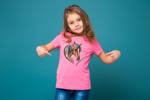 Lovas szíves névvel lányka póló (2. változat)